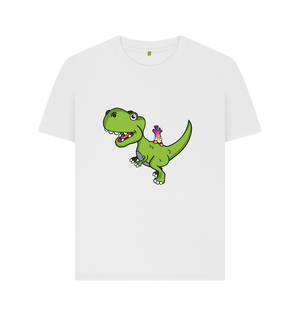 White Organic Cotton Shy-nosaur Dinosaur Graphic Only Mental Health Women's T-Shirt