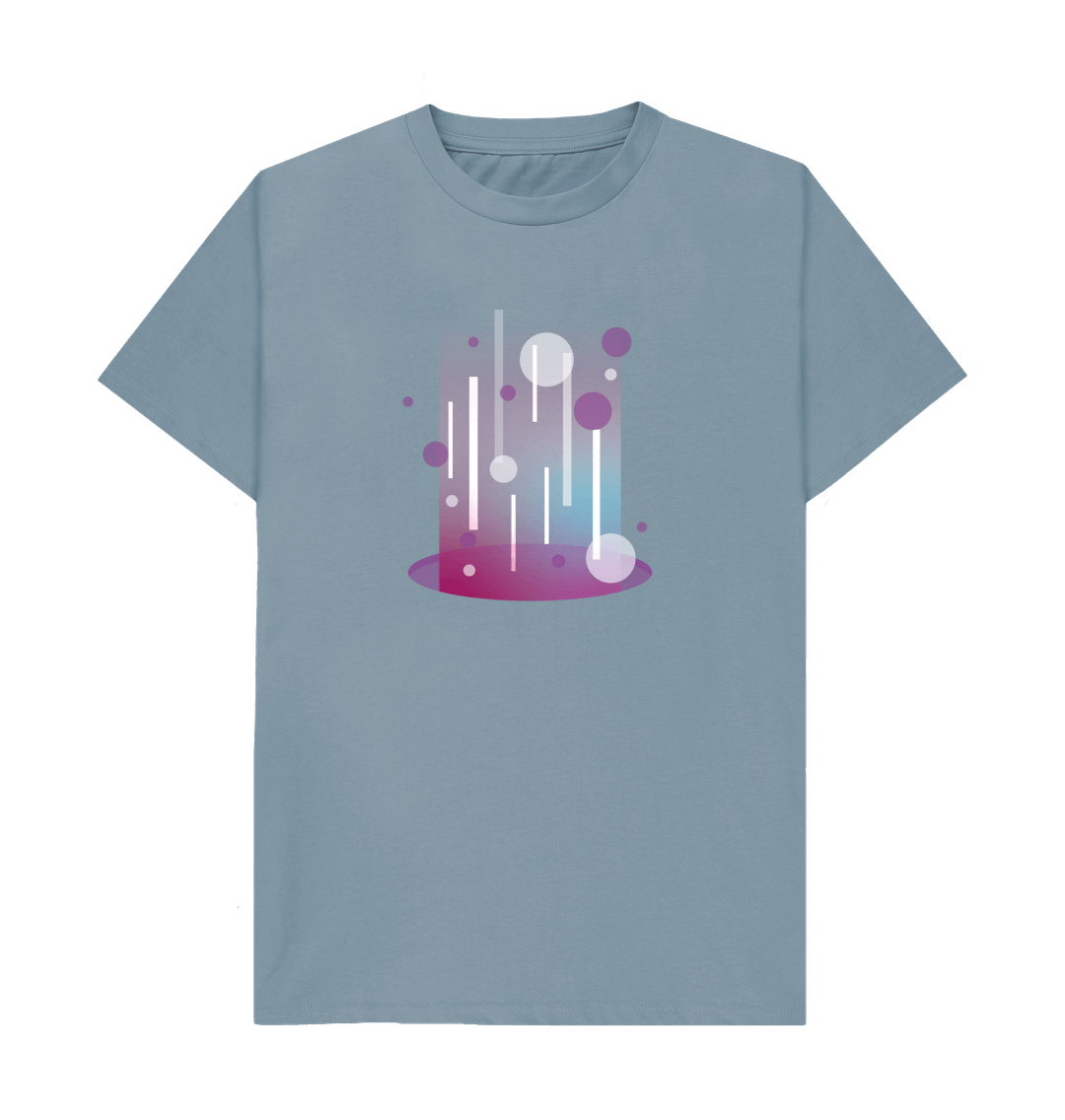 Stone Blue Organic Cotton Teleport Portal Pattern Men's T-Shirt