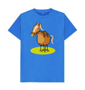 Bright Blue Organic Cotton Men's Mental Health T-Shirt Funny Grumpy Horse