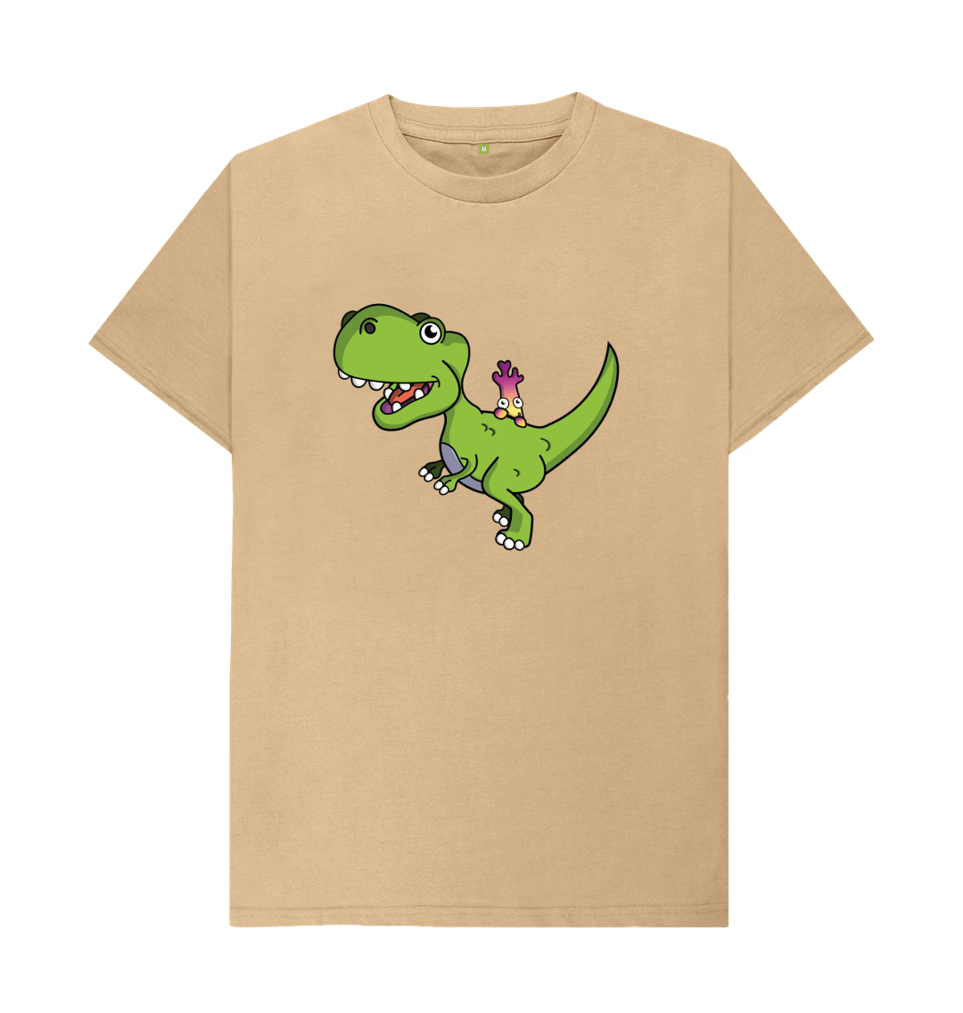 Sand Organic Cotton Shy-nosaur Dinosaur Graphic Only Mental Health Men's T-Shirt