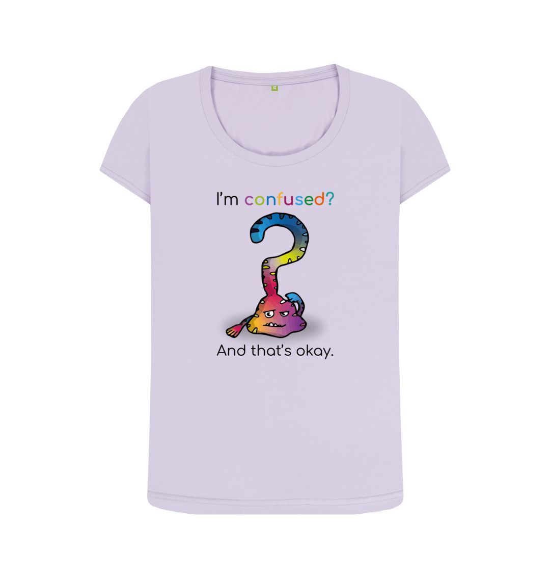 Violet Confused Emotion Woman's Scoop Neck Organic Mental Health T-Shirt