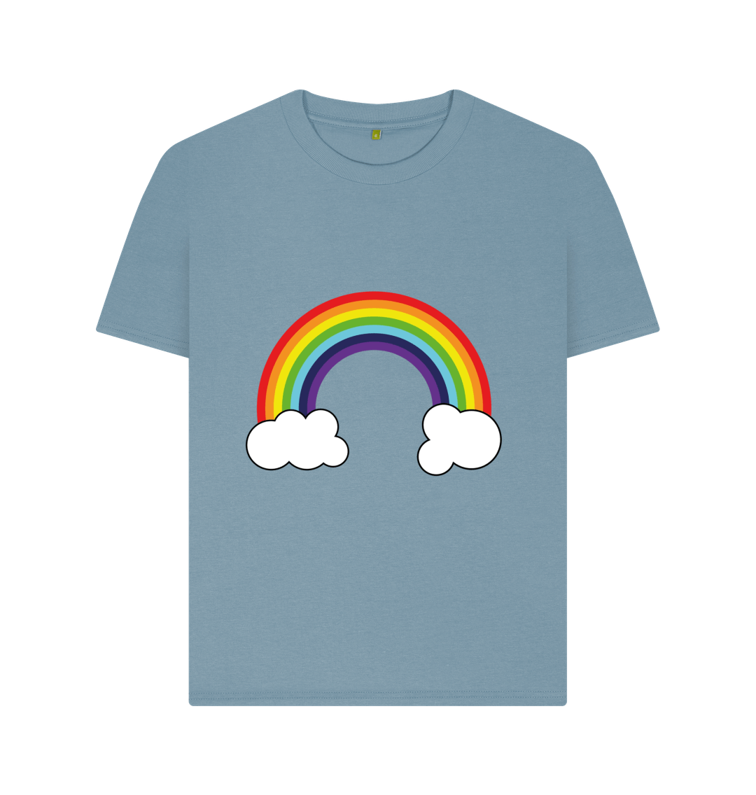 Stone Blue Organic Cotton Rainbow Graphic Only Mental Health Women's T-Shirt