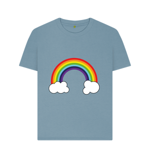 Stone Blue Organic Cotton Rainbow Graphic Only Mental Health Women's T-Shirt