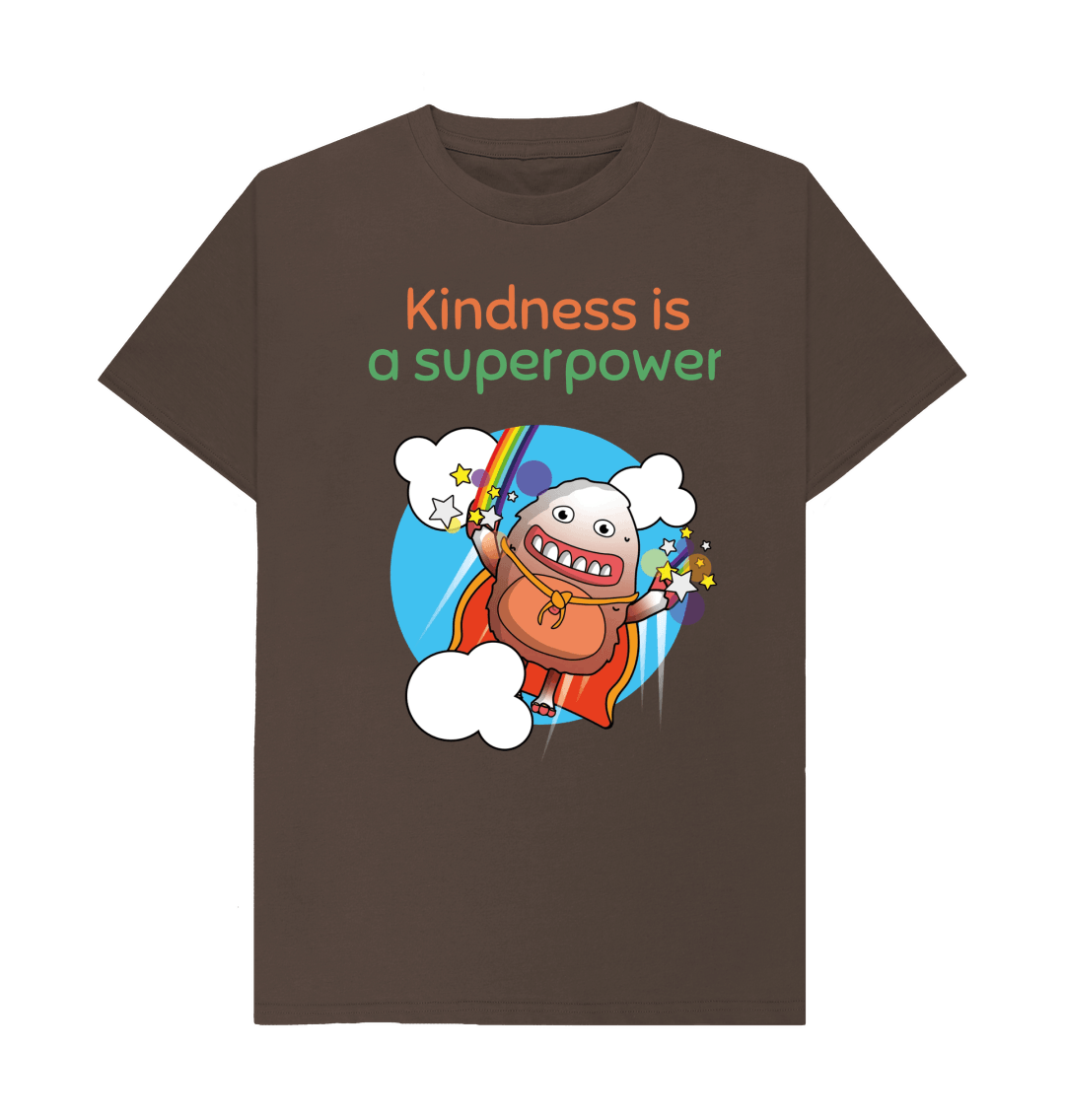 Chocolate Organic Cotton Kindness is a Superpower Mental Health Men's T-Shirt
