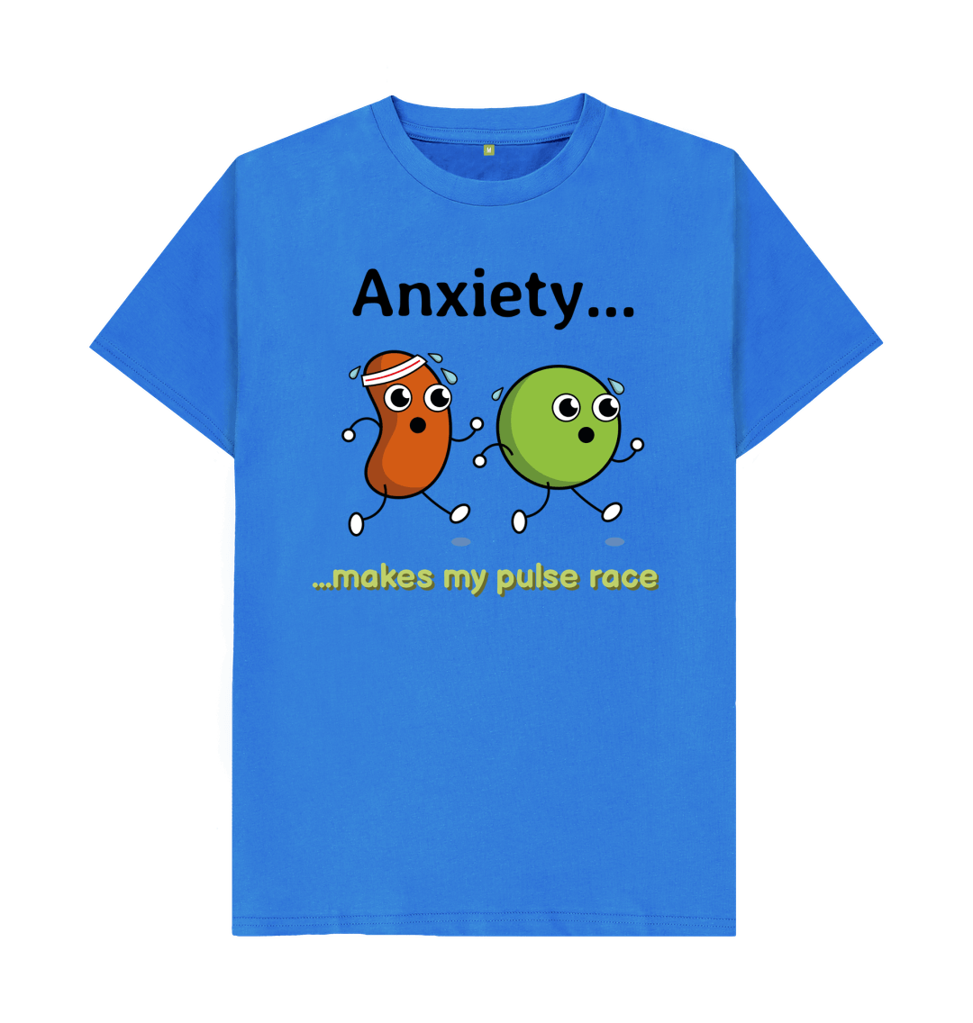 Bright Blue Organic Cotton Anxiety Makes My Pulse Race Mental Health Men's T-Shirt