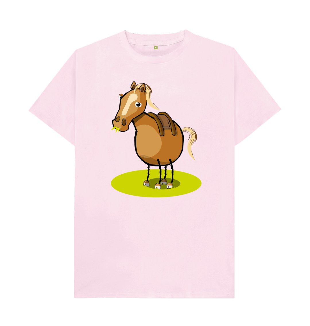 Pink Organic Cotton Men's Mental Health T-Shirt Funny Grumpy Horse