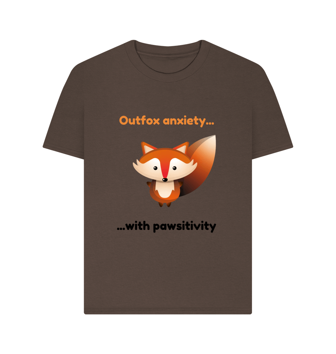 Chocolate Organic Cotton Outfox Anxiety With Pawsitivity Mental Health Clothing Women's T-Shirt