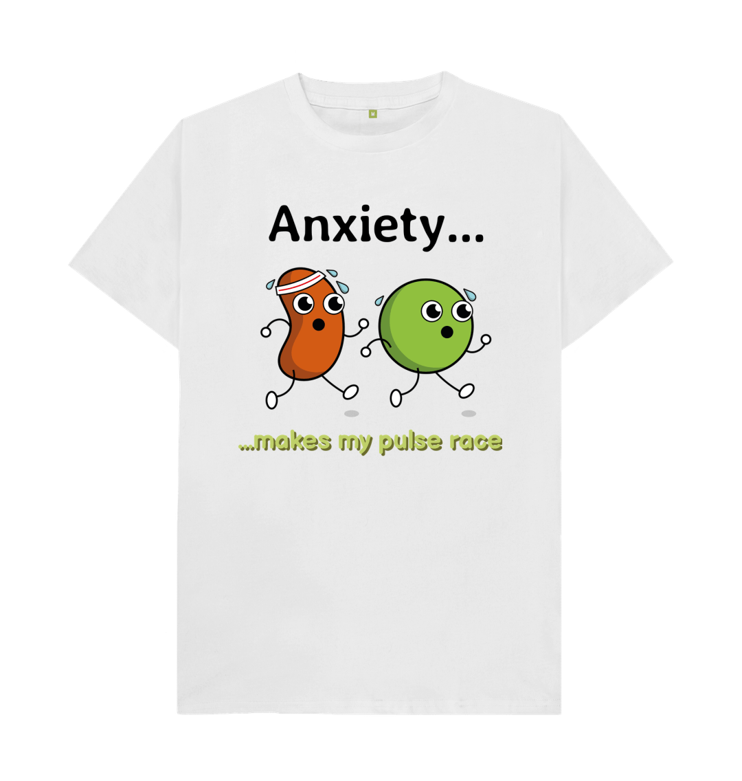 White Organic Cotton Anxiety Makes My Pulse Race Mental Health Men's T-Shirt