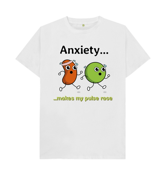 White Organic Cotton Anxiety Makes My Pulse Race Mental Health Men's T-Shirt