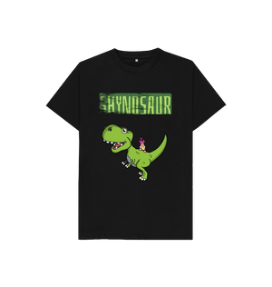 Black Organic Cotton Shy-nosaur Dinosaur Mental Health Children's T-Shirt