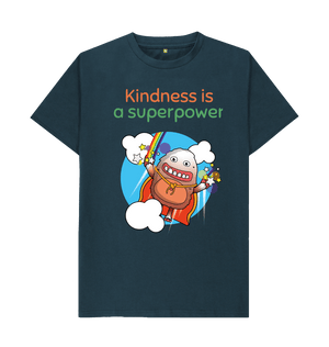 Denim Blue Organic Cotton Kindness is a Superpower Mental Health Men's T-Shirt