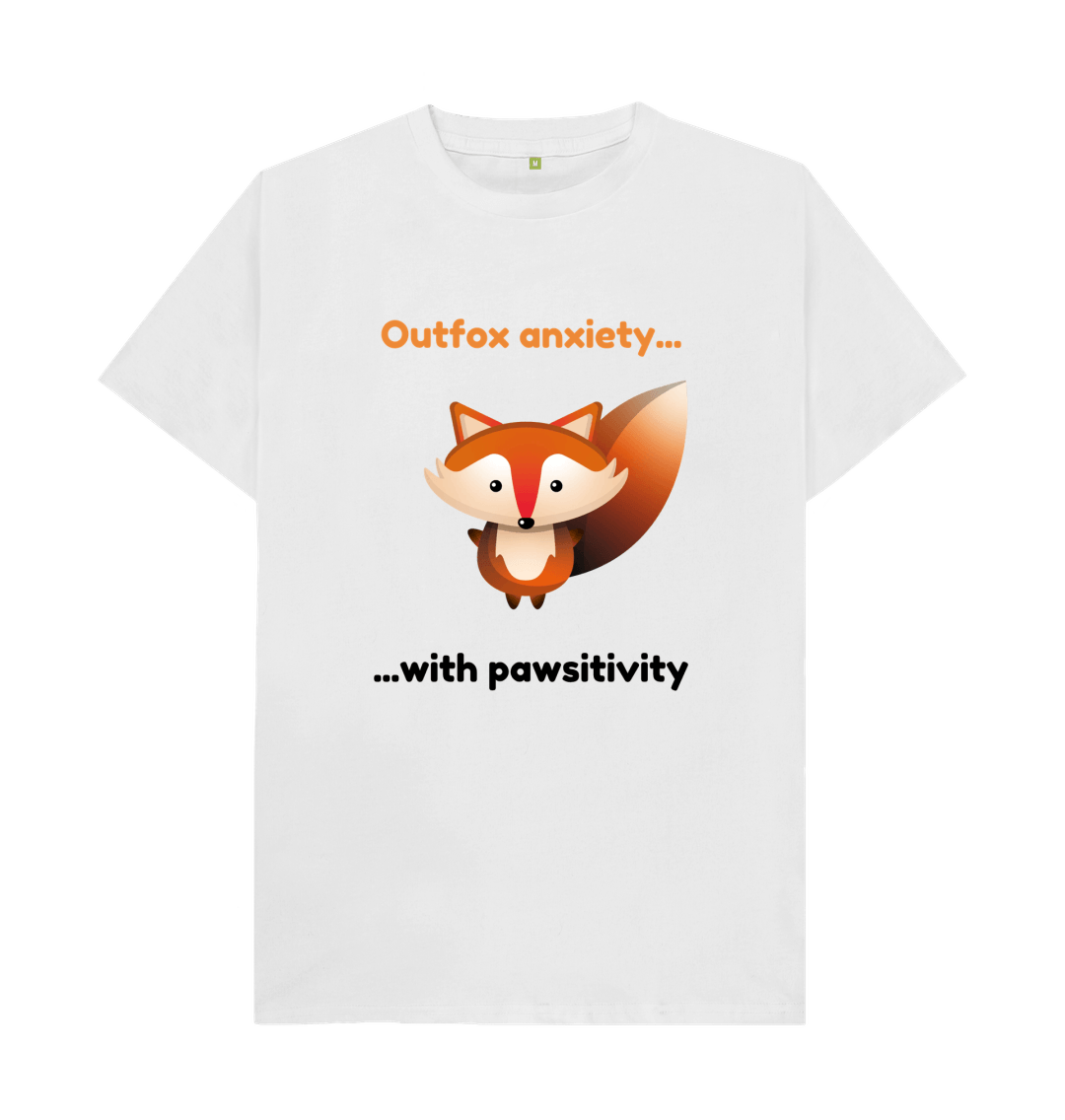 White Organic Cotton Outfox Anxiety With Pawsitivity Mental Health Clothing Men's T-Shirt