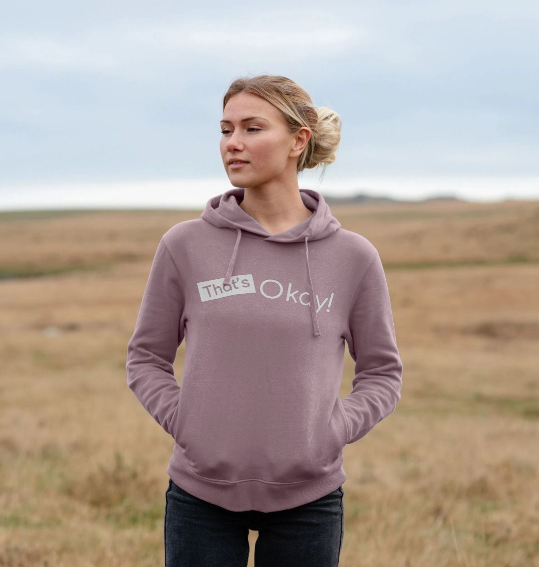 Organic Cotton That's Okay White Logo Mental Health Clothing Women's Hoodie