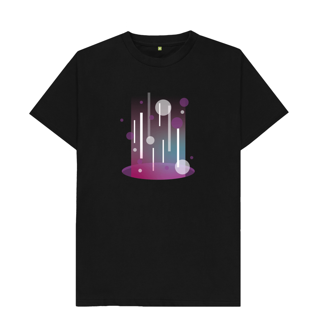 Black Organic Cotton Teleport Portal Pattern Men's T-Shirt