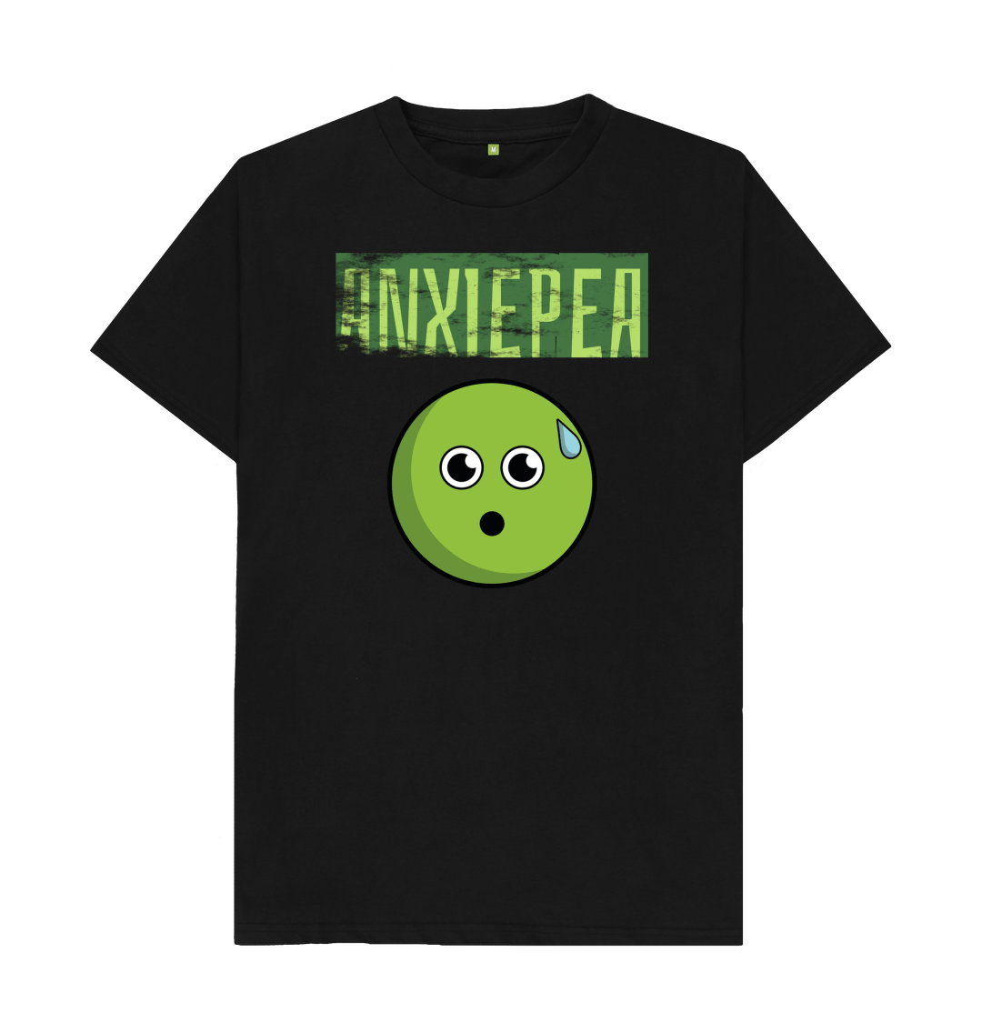 Black Organic Cotton Anxiepea Mental Health Men's T-Shirt