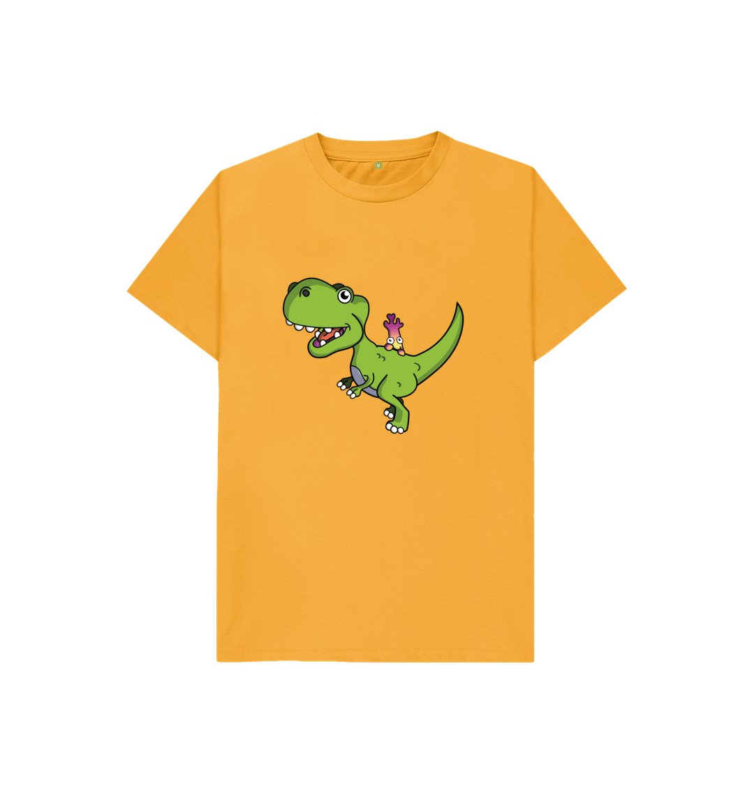 Mustard Organic Cotton Shy-nosaur Dinosaur Graphic Only Mental Health Children's T-Shirt