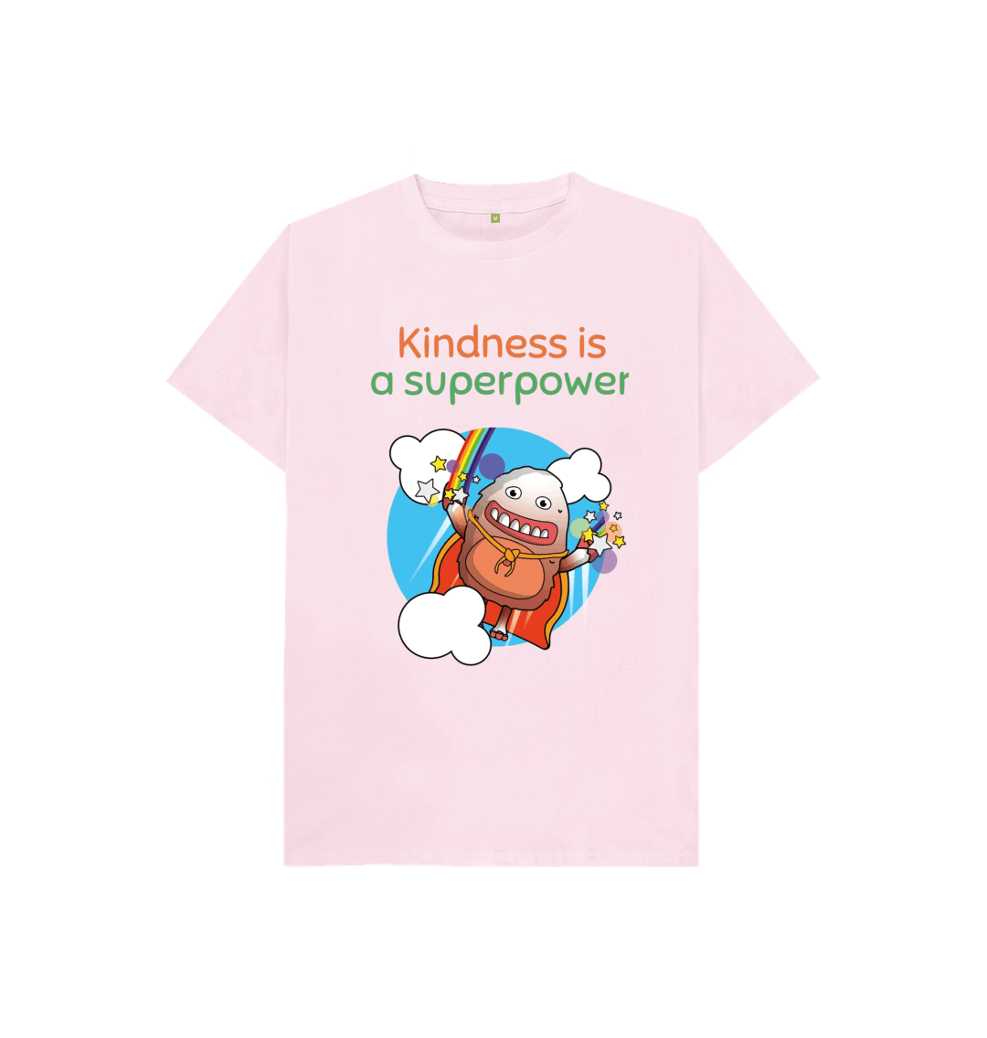 Pink Organic Cotton Kindness is a Superpower Mental Health Children's T-Shirt