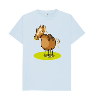 Sky Blue Organic Cotton Men's Mental Health T-Shirt Funny Grumpy Horse