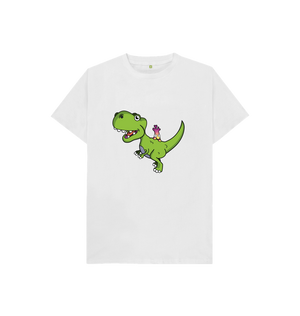 White Organic Cotton Shy-nosaur Dinosaur Graphic Only Mental Health Children's T-Shirt