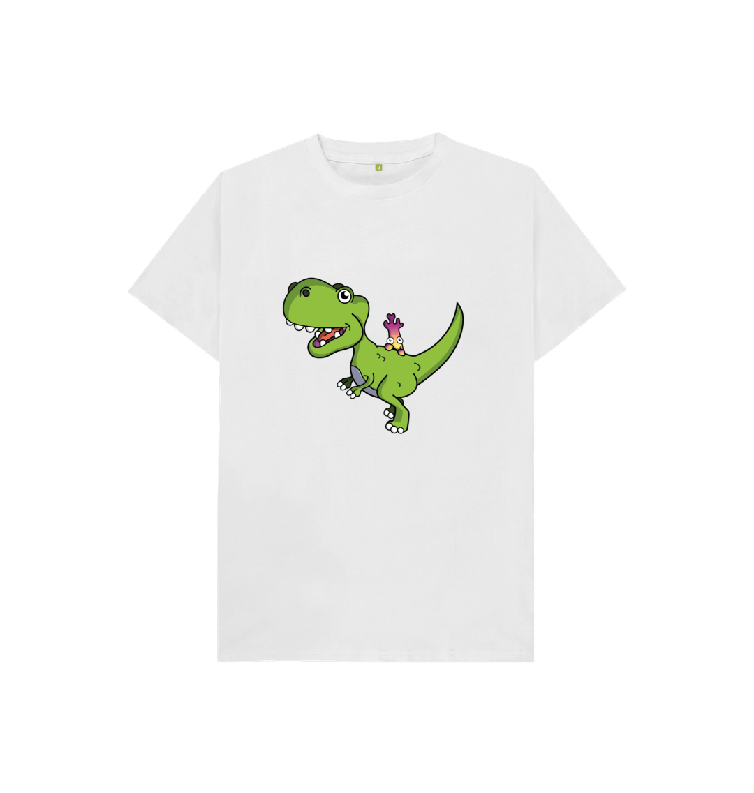 White Organic Cotton Shy-nosaur Dinosaur Graphic Only Mental Health Children's T-Shirt