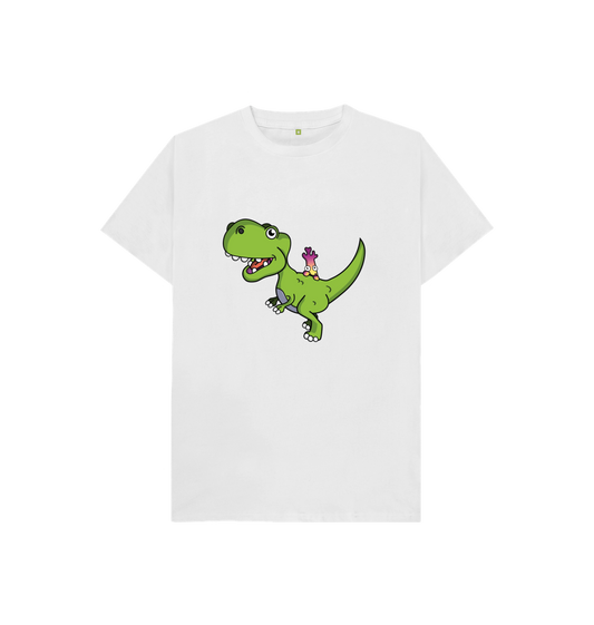 White Organic Cotton Shy-nosaur Dinosaur Graphic Only Mental Health Children's T-Shirt