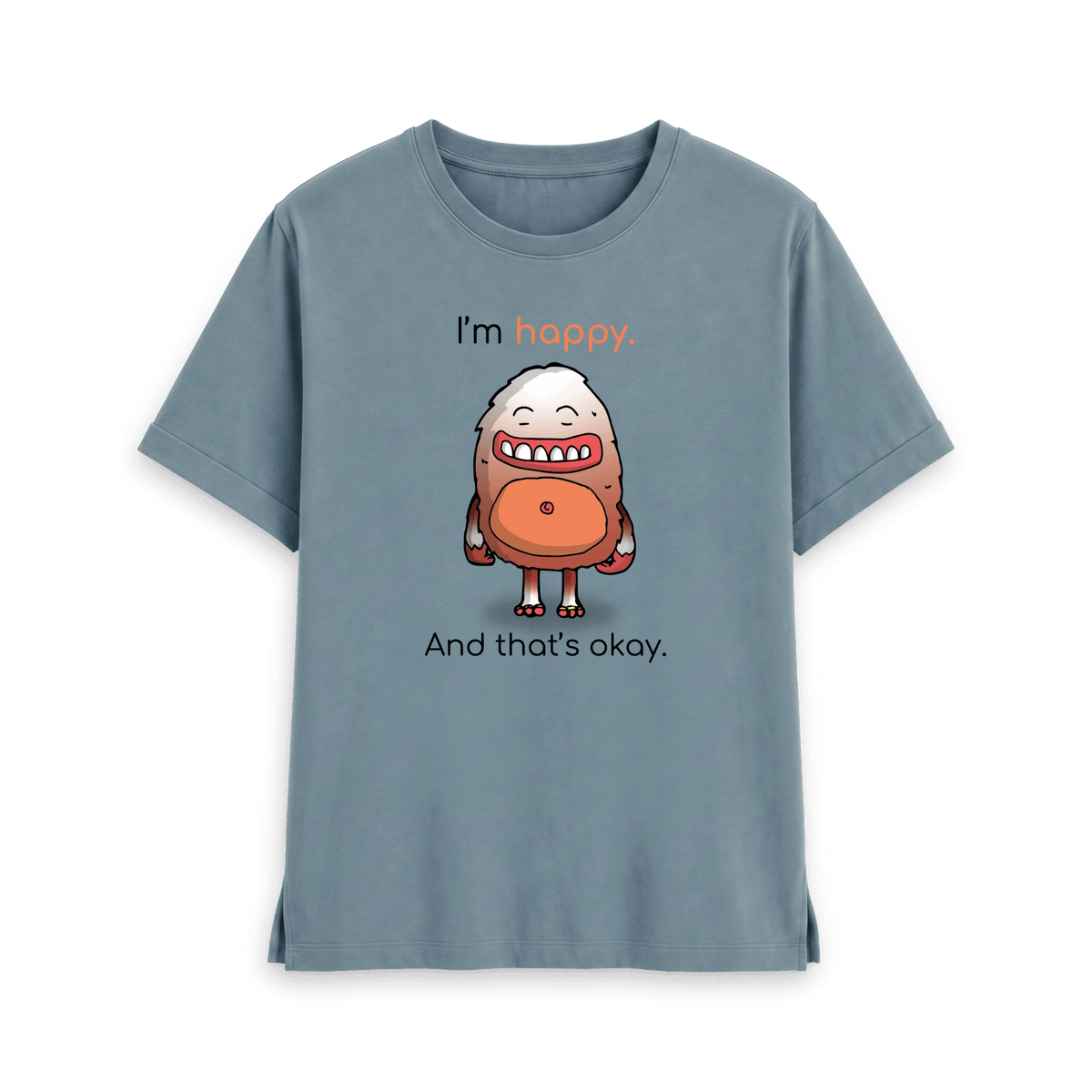 Stone Blue Printed T-shirt Front