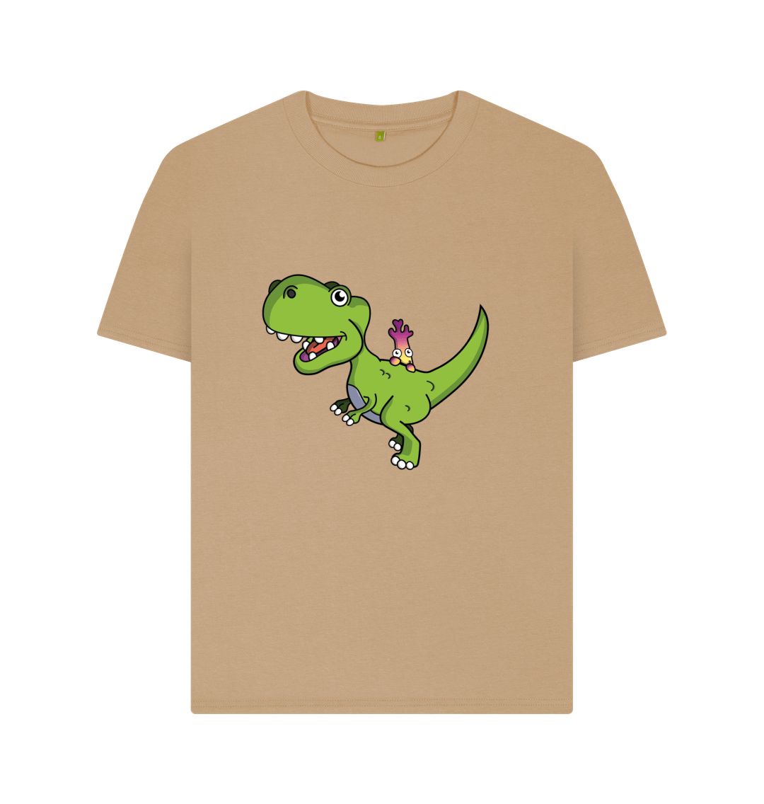 Sand Organic Cotton Shy-nosaur Dinosaur Graphic Only Mental Health Women's T-Shirt