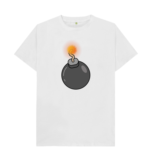 White Men's Cartoon Ticking Timebomb Organic Cotton Mental Health T-Shirt