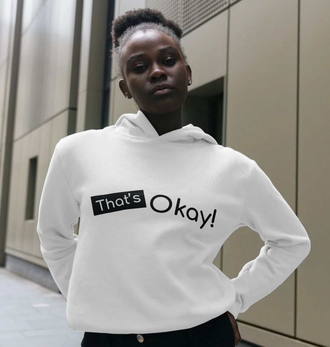 Organic Cotton That's Okay Black Logo Mental Health Clothing Women's Relaxed Fit Hoodie