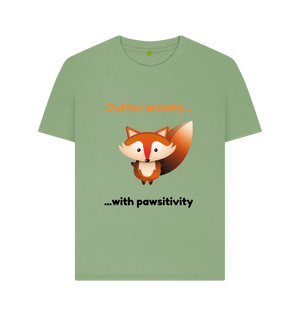 Sage Organic Cotton Outfox Anxiety With Pawsitivity Mental Health Clothing Women's T-Shirt