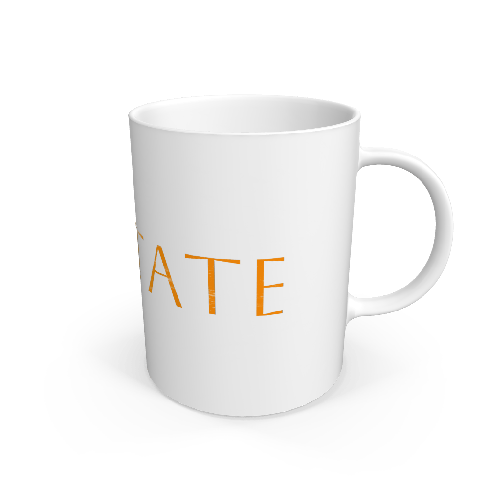 White Orange Text Meditate Meditation Mug