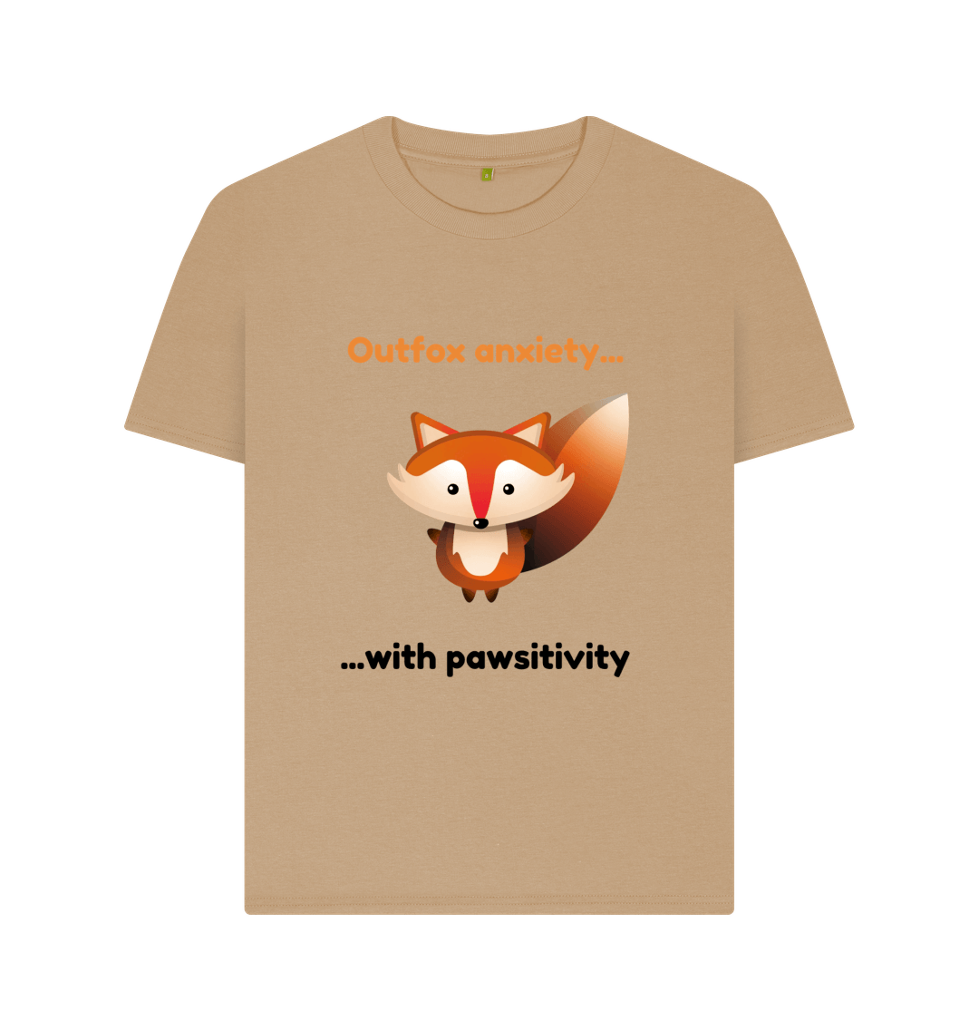 Sand Organic Cotton Outfox Anxiety With Pawsitivity Mental Health Clothing Women's T-Shirt