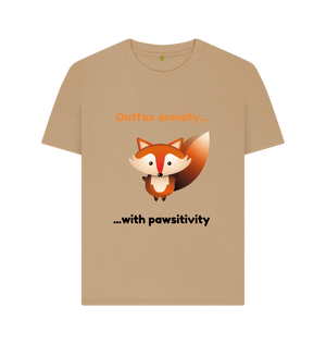 Sand Organic Cotton Outfox Anxiety With Pawsitivity Mental Health Clothing Women's T-Shirt