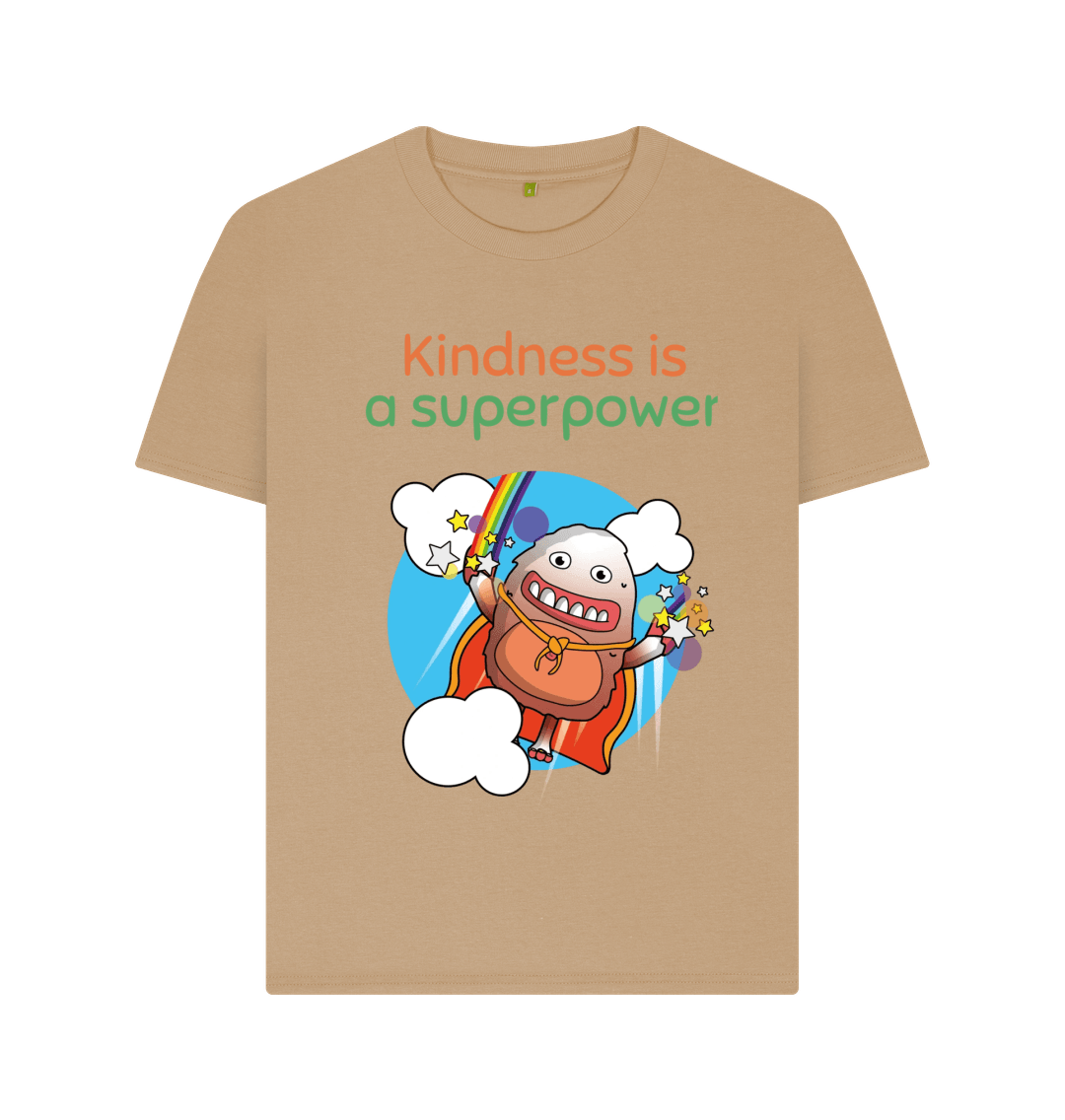 Sand Organic Cotton Kindness is a Superpower Mental Health Women's T-Shirt