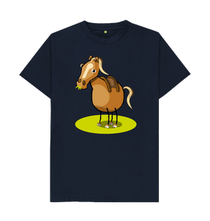 Navy Blue Organic Cotton Men's Mental Health T-Shirt Funny Grumpy Horse