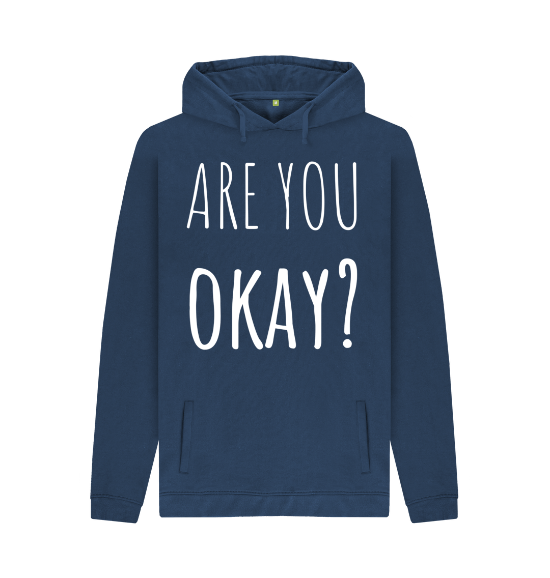 Navy Organic Cotton Are You Okay Mental Health Clothing Men's Hoodie