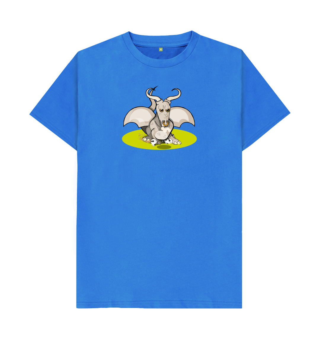 Bright Blue Angry Bull Dragon Men's Organic Cotton Mental Health T-Shirt