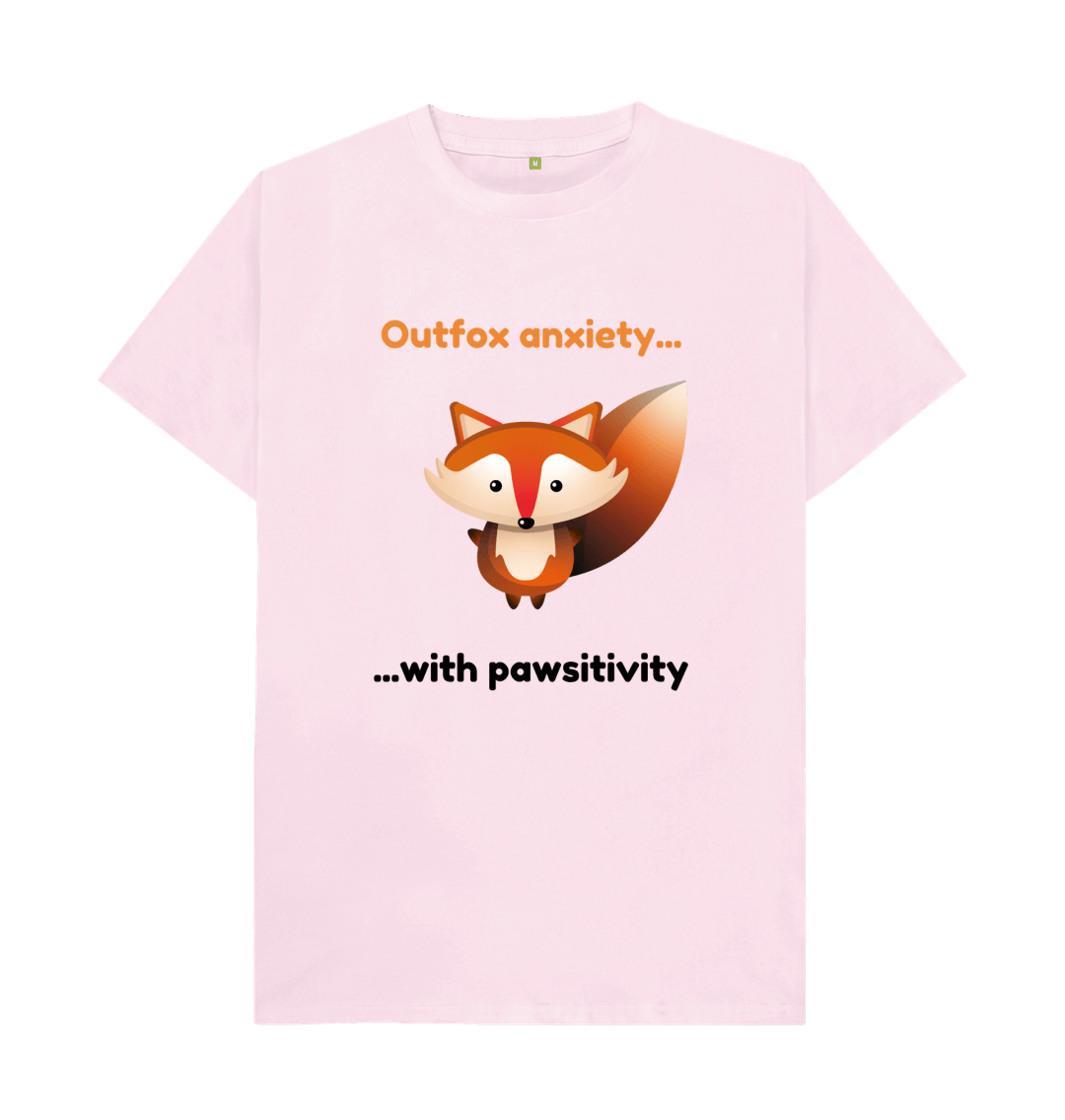Pink Organic Cotton Outfox Anxiety With Pawsitivity Mental Health Clothing Men's T-Shirt