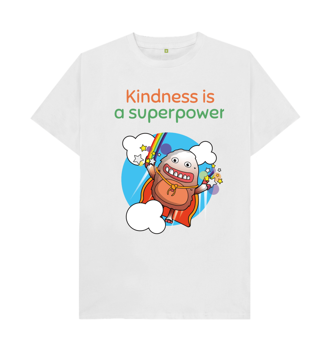 White Organic Cotton Kindness is a Superpower Mental Health Men's T-Shirt