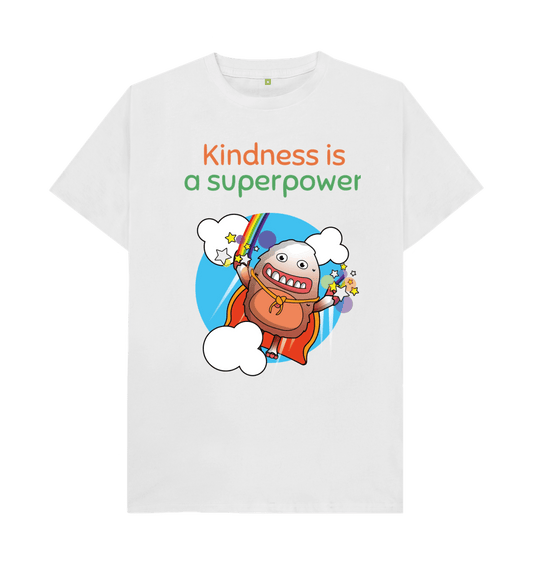 White Organic Cotton Kindness is a Superpower Mental Health Men's T-Shirt