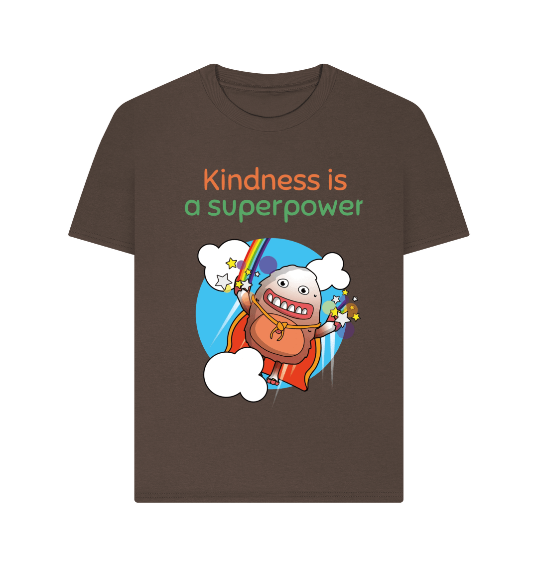 Chocolate Organic Cotton Kindness is a Superpower Mental Health Women's T-Shirt