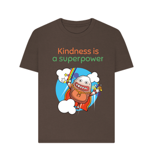 Chocolate Organic Cotton Kindness is a Superpower Mental Health Women's T-Shirt