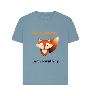 Stone Blue Organic Cotton Outfox Anxiety With Pawsitivity Mental Health Clothing Women's T-Shirt