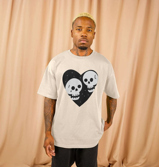 Organic Cotton Oversized Cool Skull Heart Men's T-Shirt