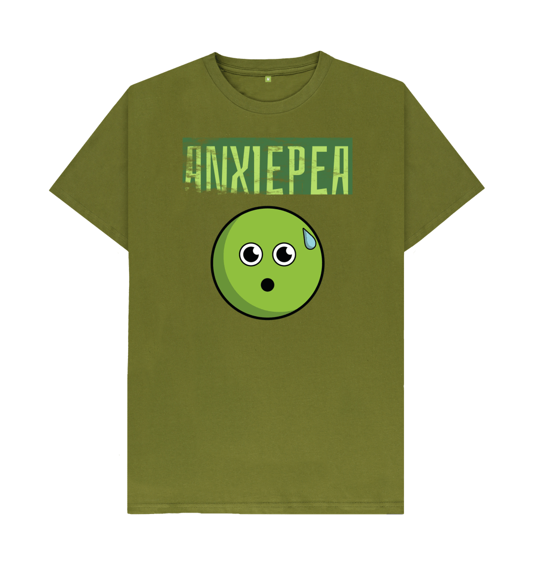 Moss Green Organic Cotton Anxiepea Mental Health Men's T-Shirt