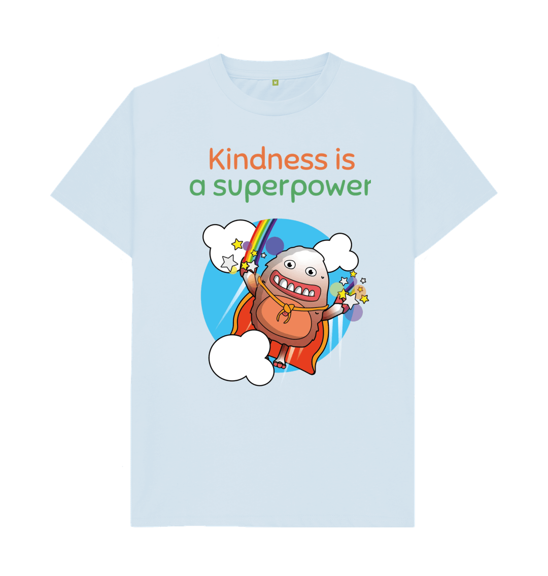 Sky Blue Organic Cotton Kindness is a Superpower Mental Health Men's T-Shirt