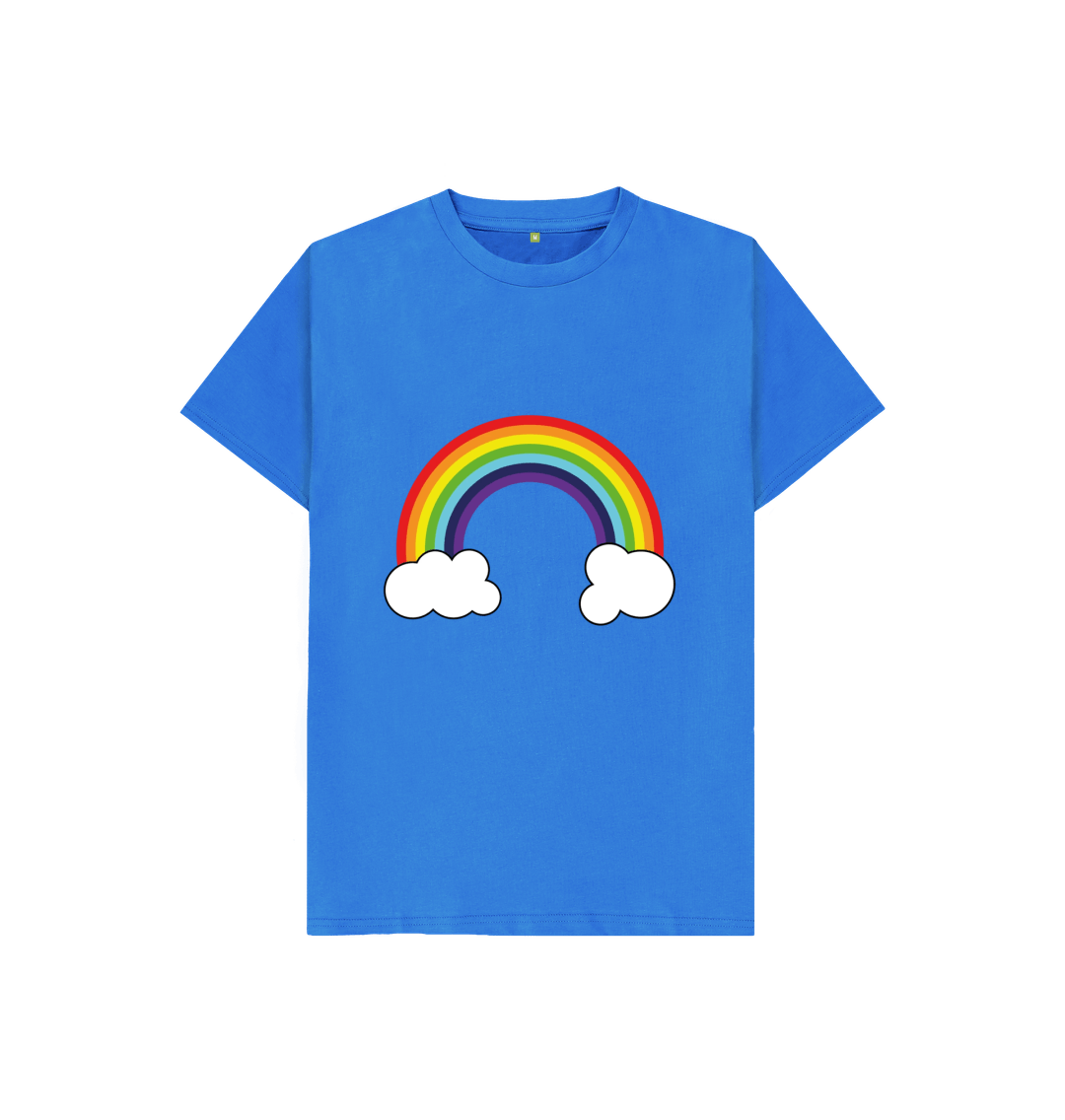 Bright Blue Organic Cotton Rainbow Graphic Only Mental Health Children's T-Shirt