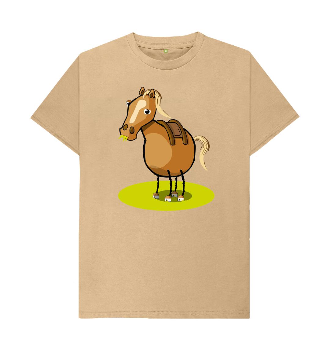 Sand Organic Cotton Men's Mental Health T-Shirt Funny Grumpy Horse