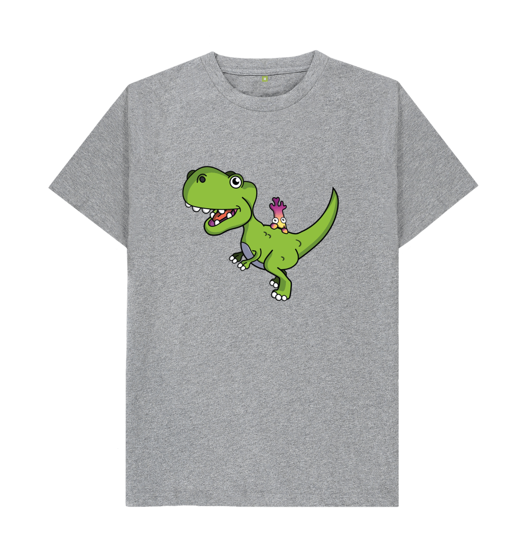 Athletic Grey Organic Cotton Shy-nosaur Dinosaur Graphic Only Mental Health Men's T-Shirt