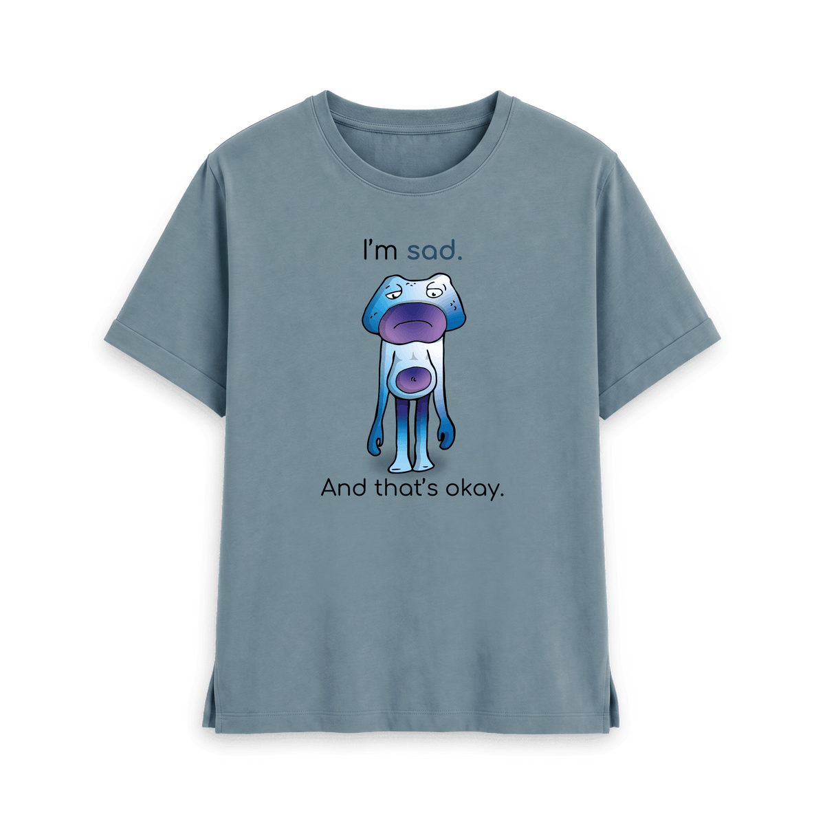 Stone Blue Printed T-shirt Front